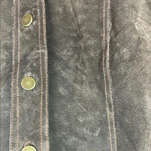 Brown Leather Jacket with Textured Fabric and Casual Style - Picture 2 of 12